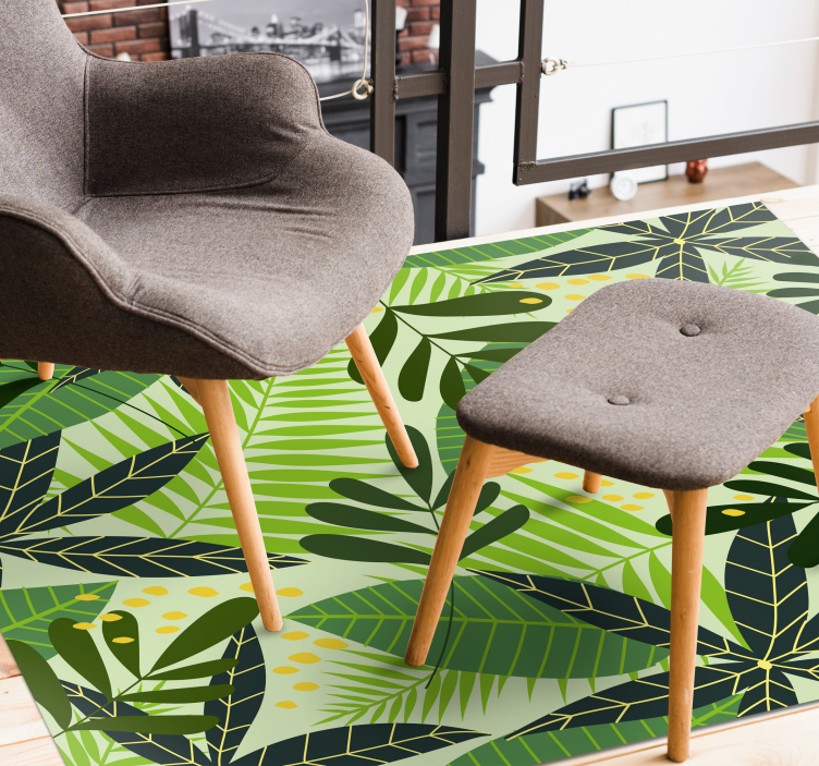 Trooppinen vehreä kasvitieteellinen kukka vinyylimatto - Tenstickers