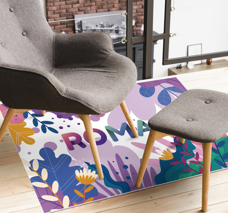 Upea trooppinen kukka vinyyli matto nimellä - Tenstickers