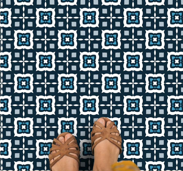 Tummansininen kuvio mosaiikki vinyylimatto - Tenstickers