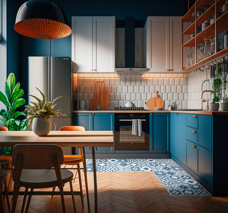 Tyylikäs laatta vinyylimatto keittiöön - Tenstickers