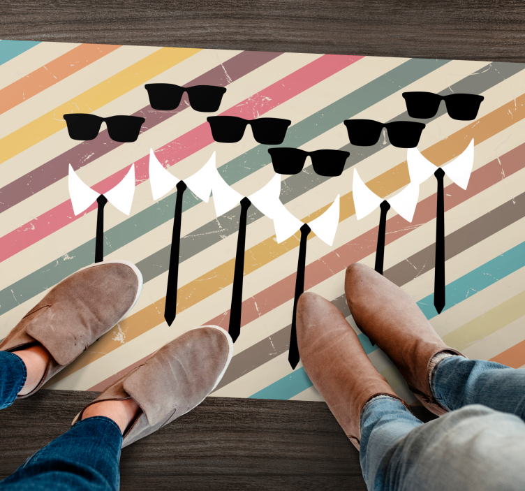 Tyylikäs ryhmäasu raidallinen vinyylimatto - Tenstickers