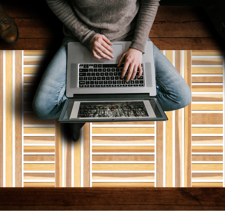 Tyylikäs puinen raidallinen vinyylimatto - Tenstickers