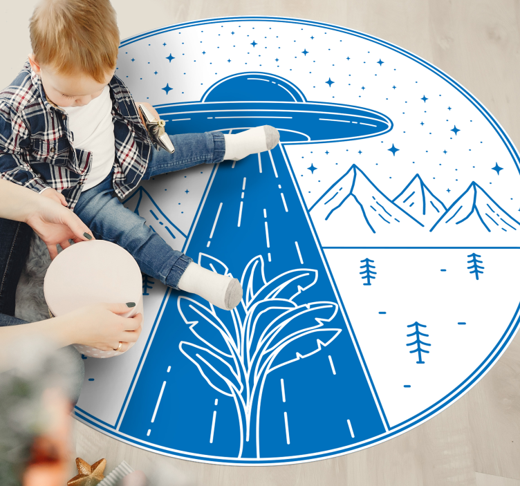 Ufo-seikkailu Lisää vinyylimatto lapsille - Tenstickers