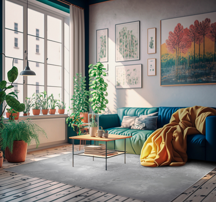 Vaaleanharmaa betoni vinyylimatto kivinen - Tenstickers