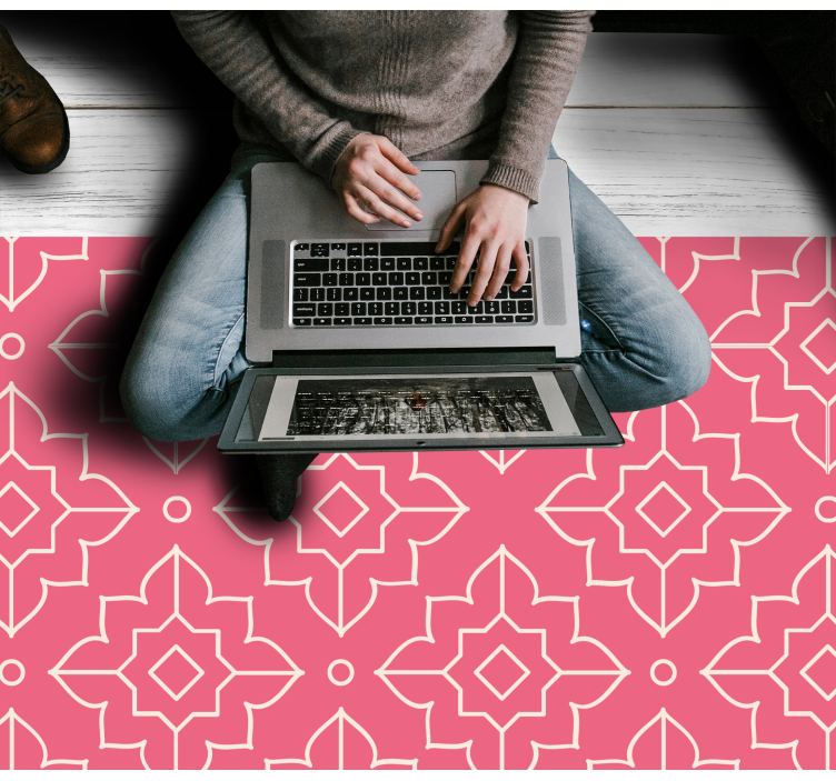 Vaaleanpunainen ristikkokuvio geometrinen vinyylimatto - Tenstickers