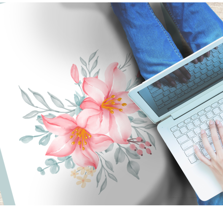 Vaaleanpunainen kukkakuosi vinyylimatto - Tenstickers