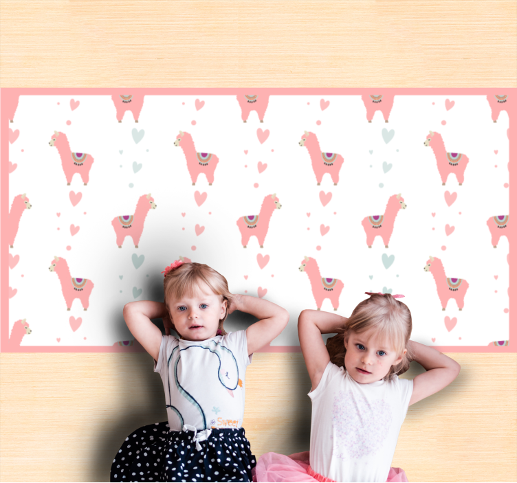 Vaaleanpunainen laamakuvio Vinyylimatto makuuhuoneeseen - Tenstickers