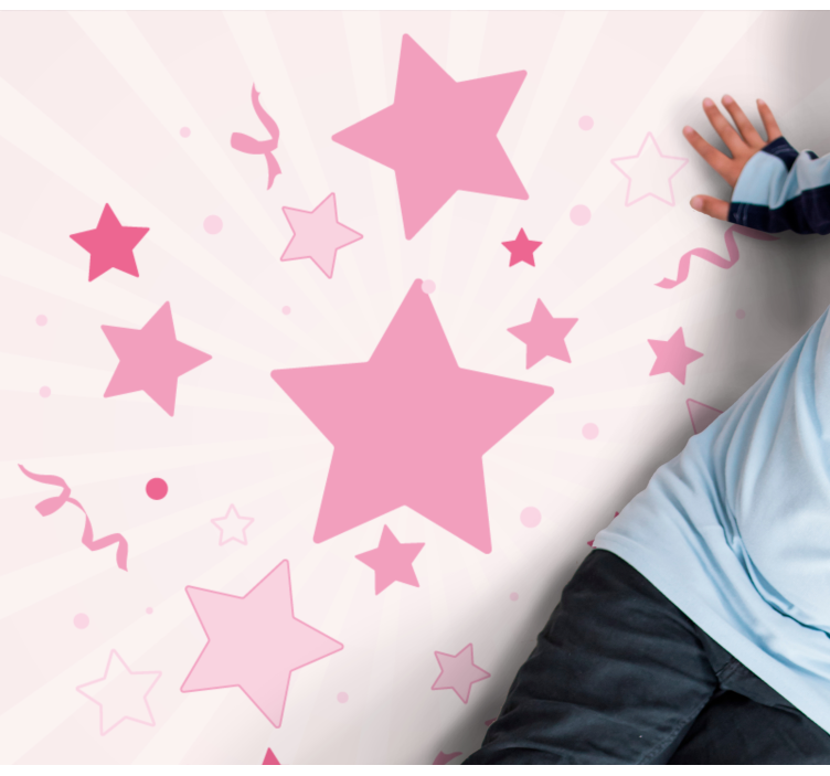 Vaaleanpunainen juhlava motiivi tähti vinyylimatto - Tenstickers