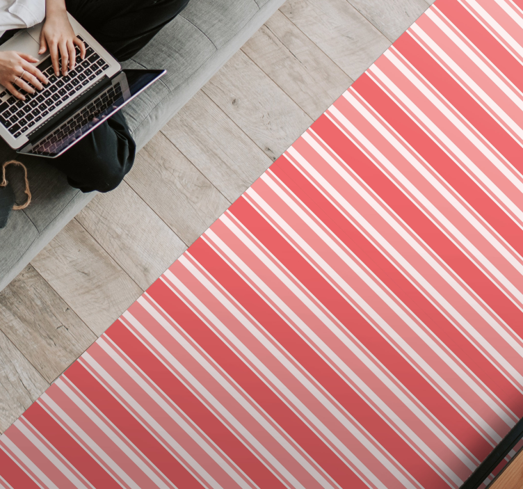 Vaaleanpunainen viivakoodi vinyylimatto raidallinen - Tenstickers