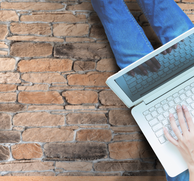 Vaaleanruskea kivitiili maalaismainen kuvio Tekstuuri vinyylimatt - Tenstickers