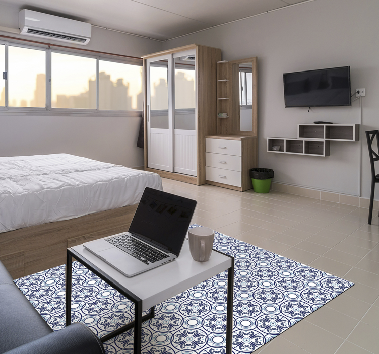 Hämmästyttävä vaaleansiniset laatat vinyyli makuuhuone matto - Tenstickers