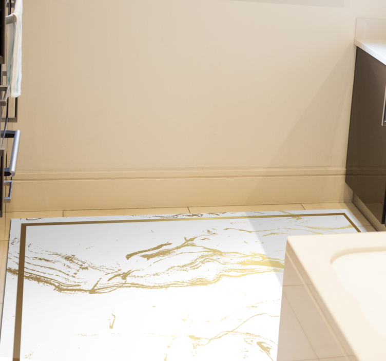 Valkoinen ja kulta marmorivaikutteinen vinyyli matto Tekstuuri vi - Tenstickers