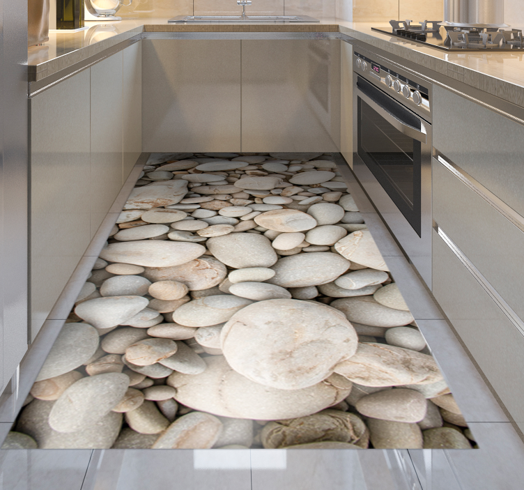 Valkoinen pieni kivi vinyyli matto vinyylimatto keittiöön - Tenstickers
