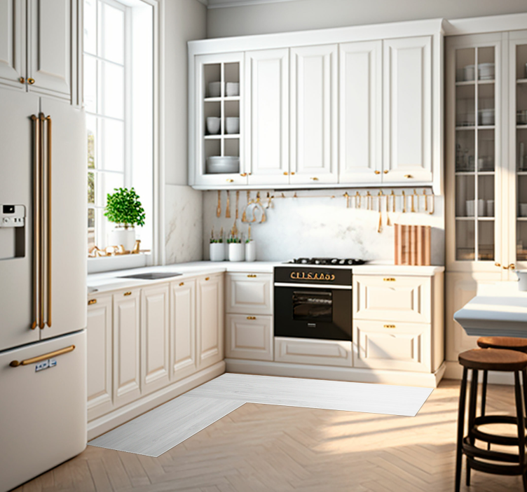 Valkoinen puu vinyylimatto keittiöön - Tenstickers