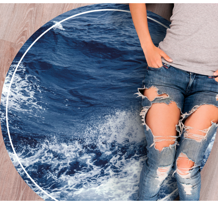 Valtameren aaltojen liike pyöreä vinyylimatto - Tenstickers