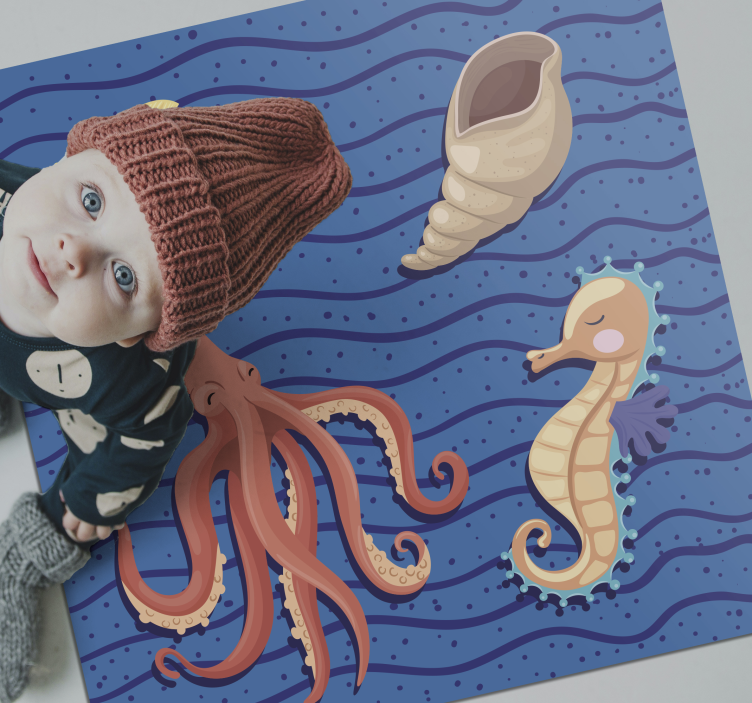 Valtameren eläinten leikkiaika lastenhuone vinyylimatto - Tenstickers