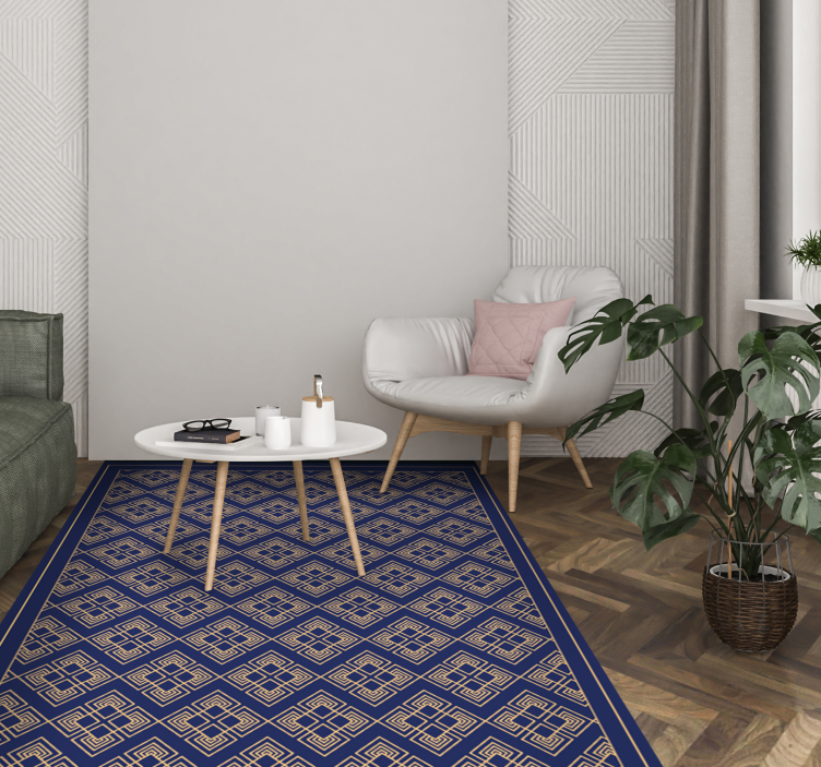 Vanhanaikainen koriste sininen vinyylimatto retro - Tenstickers
