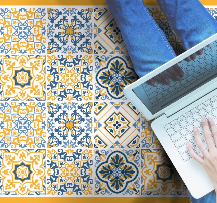 Värikkäät laattakuviot vinyylimatto kylpyhuoneeseen - Tenstickers