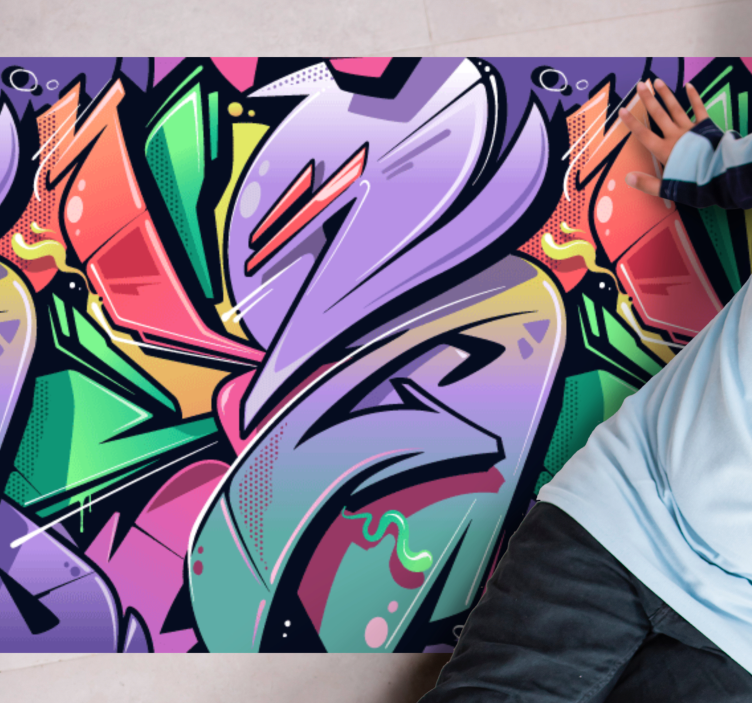 Värikäs graffiti katutaide Tekstuuri vinyylimatto - Tenstickers