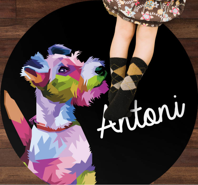 Värikäs koiran muotokuva nimi vinyylimatto - Tenstickers