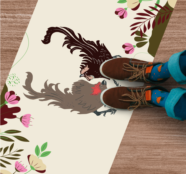 Kyyhkysten kukka-kohtaus eläin vinyylimatto - Tenstickers