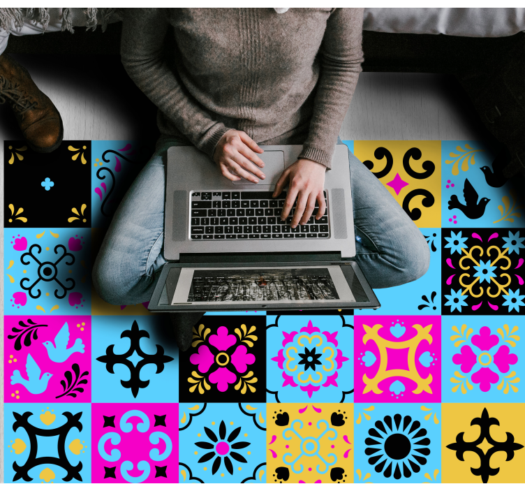 Värikäs kuviomosaiikki mosaiikki vinyylimatto - Tenstickers