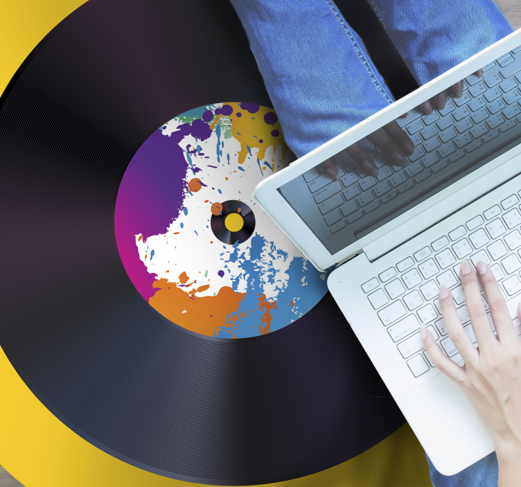 Värikäs lp-taide moderni vinyylimatto - Tenstickers