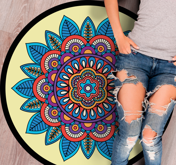 Värikäs pyöreä kuvio mandala vinyylimatto - Tenstickers