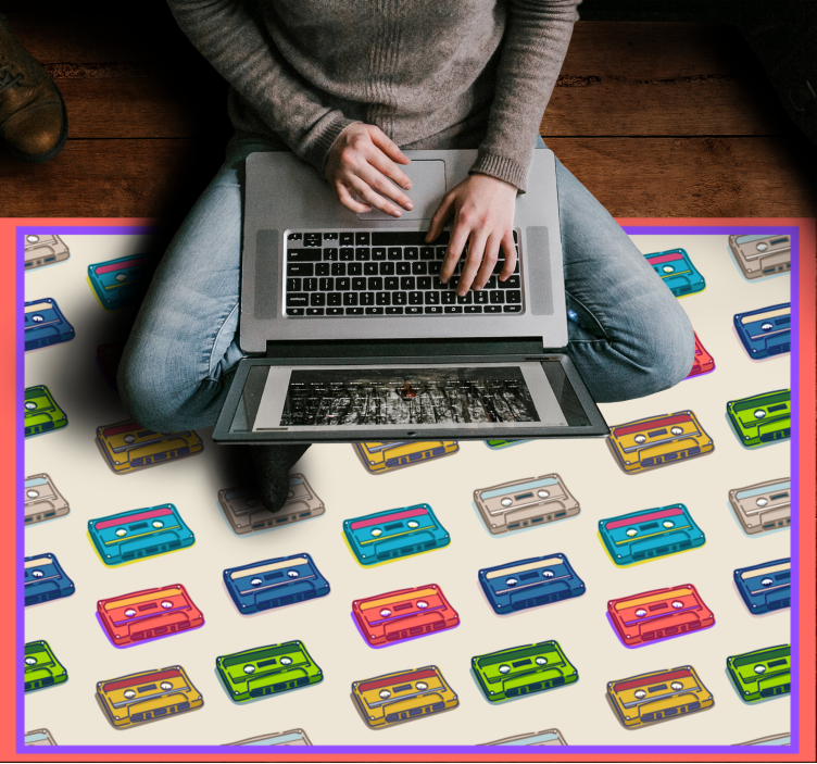 Värikkäitä kasetteja vintage vinyylimatto - Tenstickers