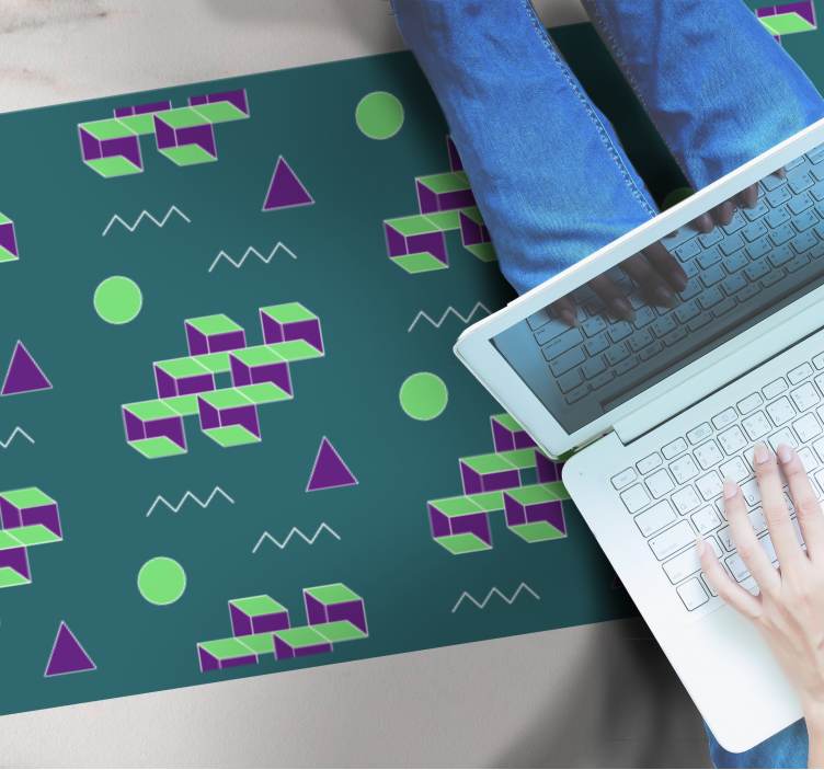 Värikkäitä lohkomuotoja vintage vinyylimatto - Tenstickers