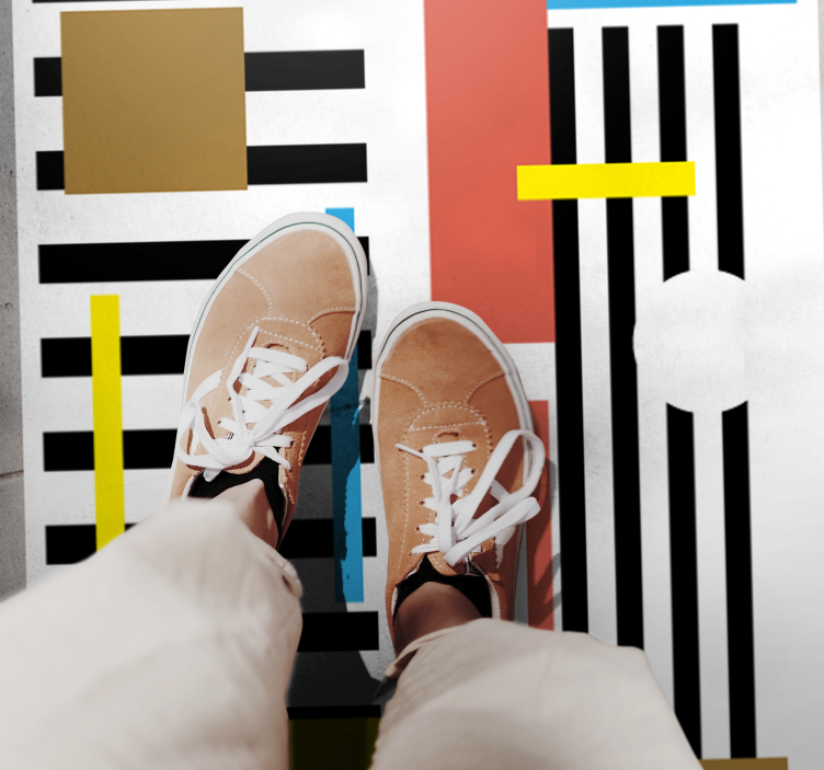 Värikkäitä raidallisia kuvioita moderni vinyylimatto - Tenstickers