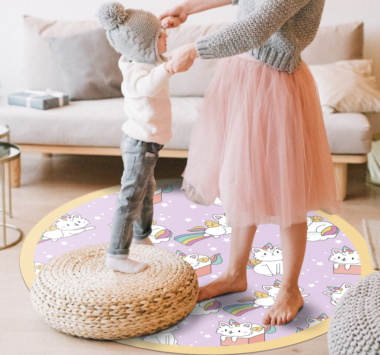 Vauva kissa yksisarvinen violetilla pohjalla eläin vinyylimatto - Tenstickers