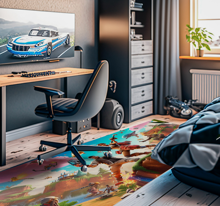 Videopelihahmot toiminnassa Vinyylimatto makuuhuoneeseen - Tenstickers