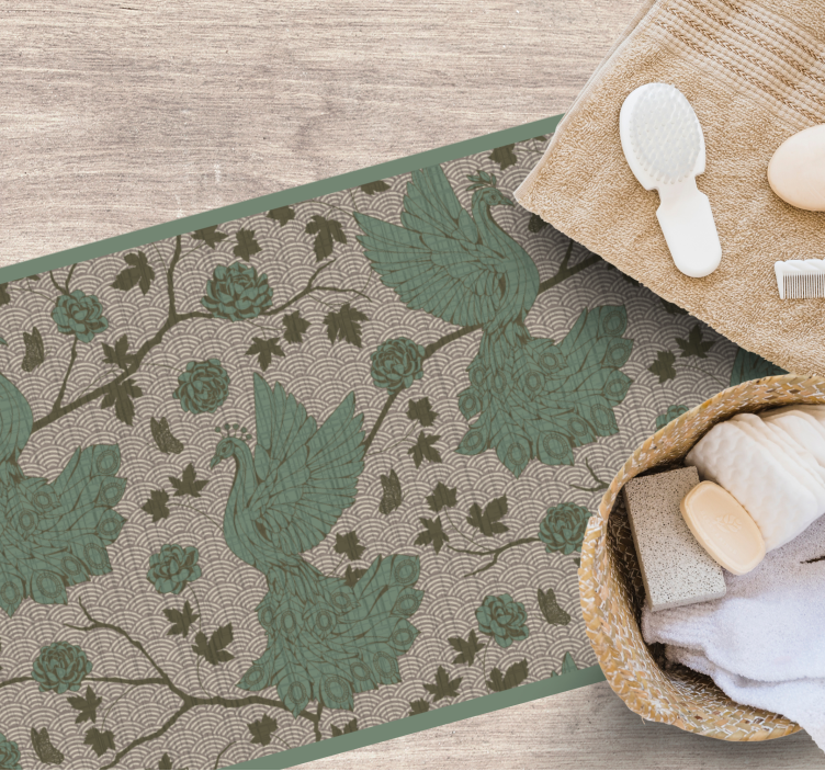 Vihreä fauna-aihe kukka vinyylimatto - Tenstickers