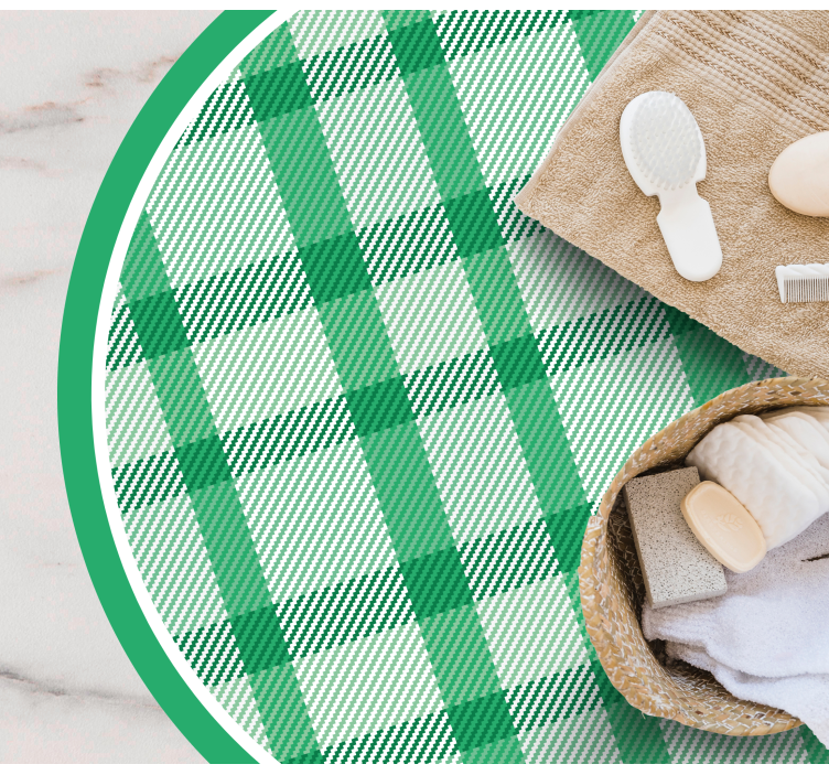 Vihreä ruudullinen kuvio pyöreä vinyylimatto - Tenstickers