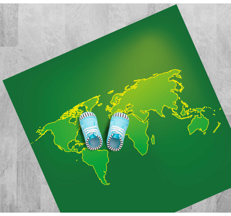 Vihreän maailman ääriviivat maailmakartta vinyylimatto - Tenstickers