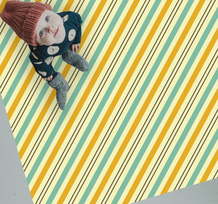 Vintage diagonaalinen kolmivärinen kuvio neliö vinyylimatto - Tenstickers