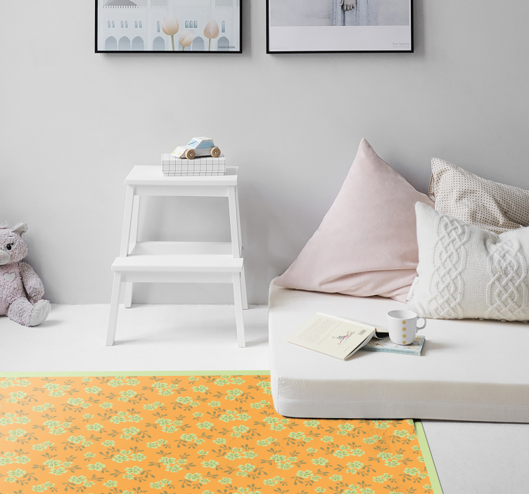 Vintage kukat keltainen väri kukka vinyylimatto - Tenstickers