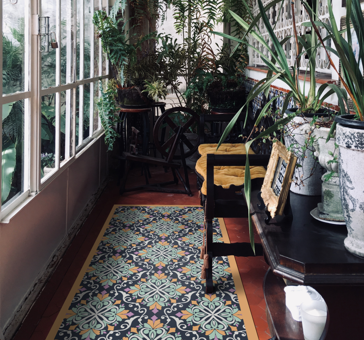 Vintage kuvio vinyyli matto vinyylimatto retro - Tenstickers