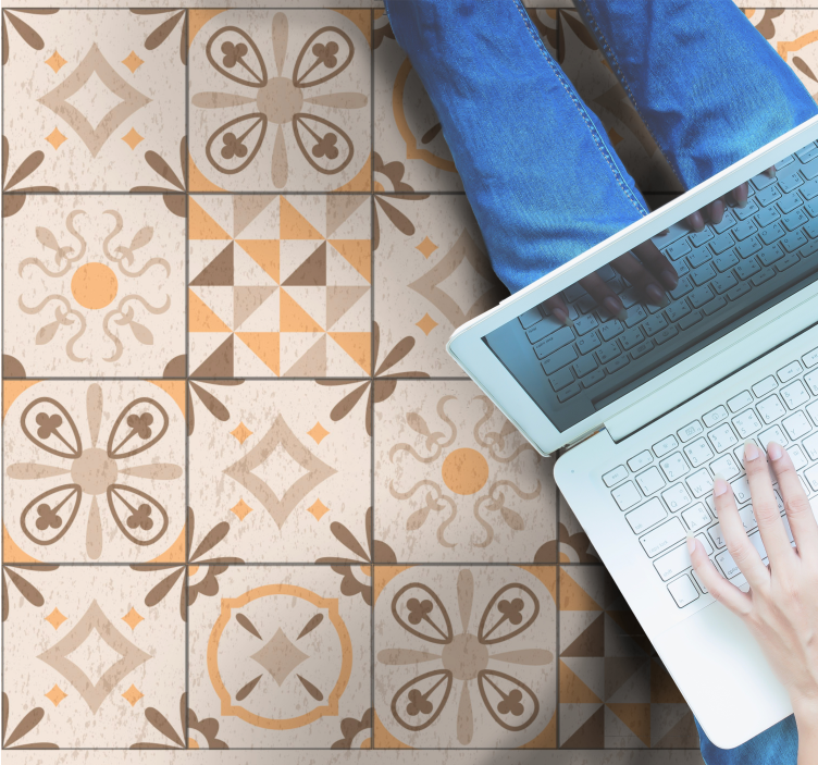 Vintage-laatta-aiheita marmori vinyylimatto - Tenstickers