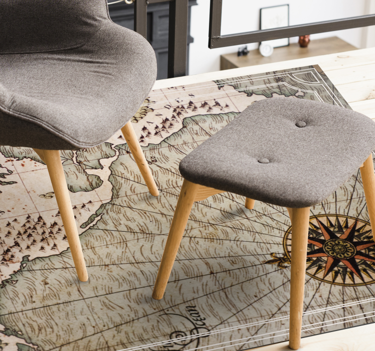 Vintage maailmankartta vinyylimatto retro - Tenstickers