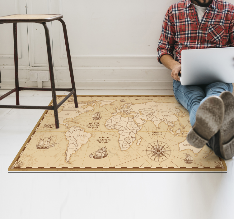 Hämmästyttävä vintage -kartta vinyylimatto - Tenstickers