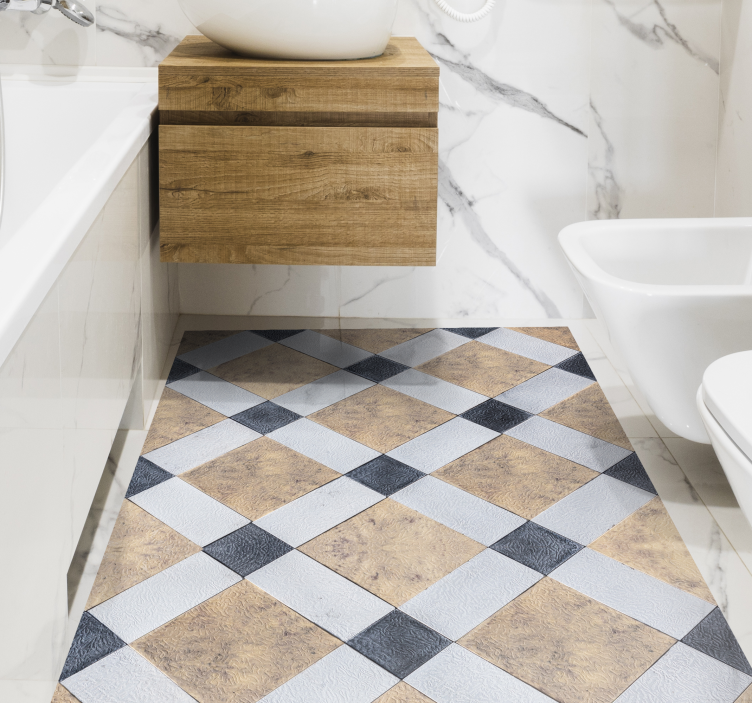 Vintage mable kuvio vinyylimatto retro - Tenstickers