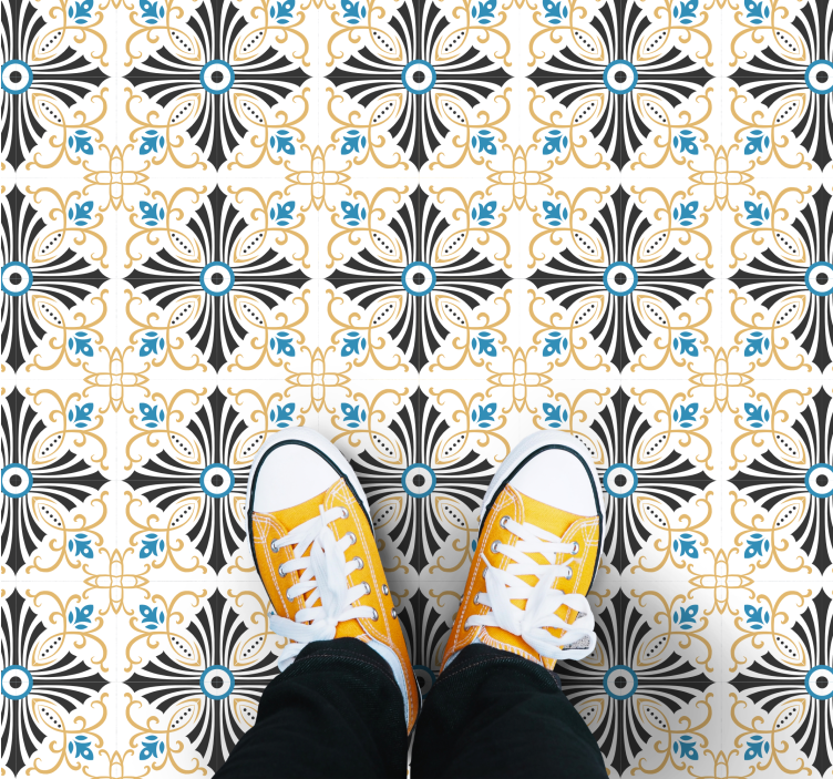 Vintage ristikierre vinyylimatto retro - Tenstickers