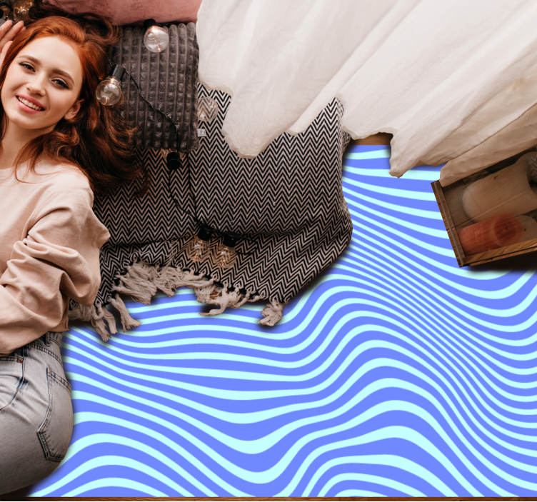 Virtaavat siniset aallot geometrinen vinyylimatto - Tenstickers