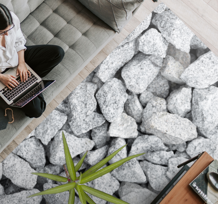 Yksinäinen villi kasvi murskattu kivi vinyylimatto kivinen - Tenstickers