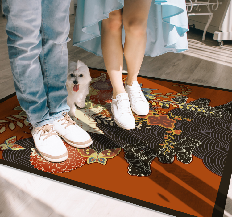 Yksityiskohtainen kasvi-elementti kukka vinyylimatto - Tenstickers