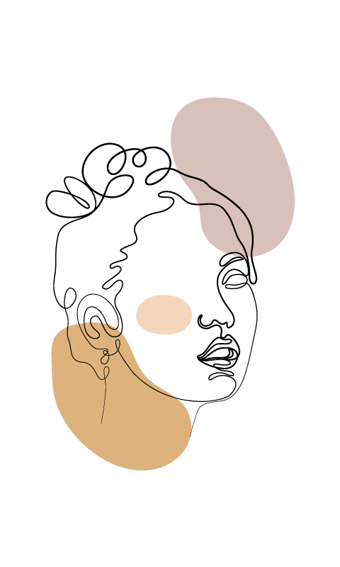 Abstraktit kasvot ja ympyrät valkoinen vinyylimatto - Tenstickers