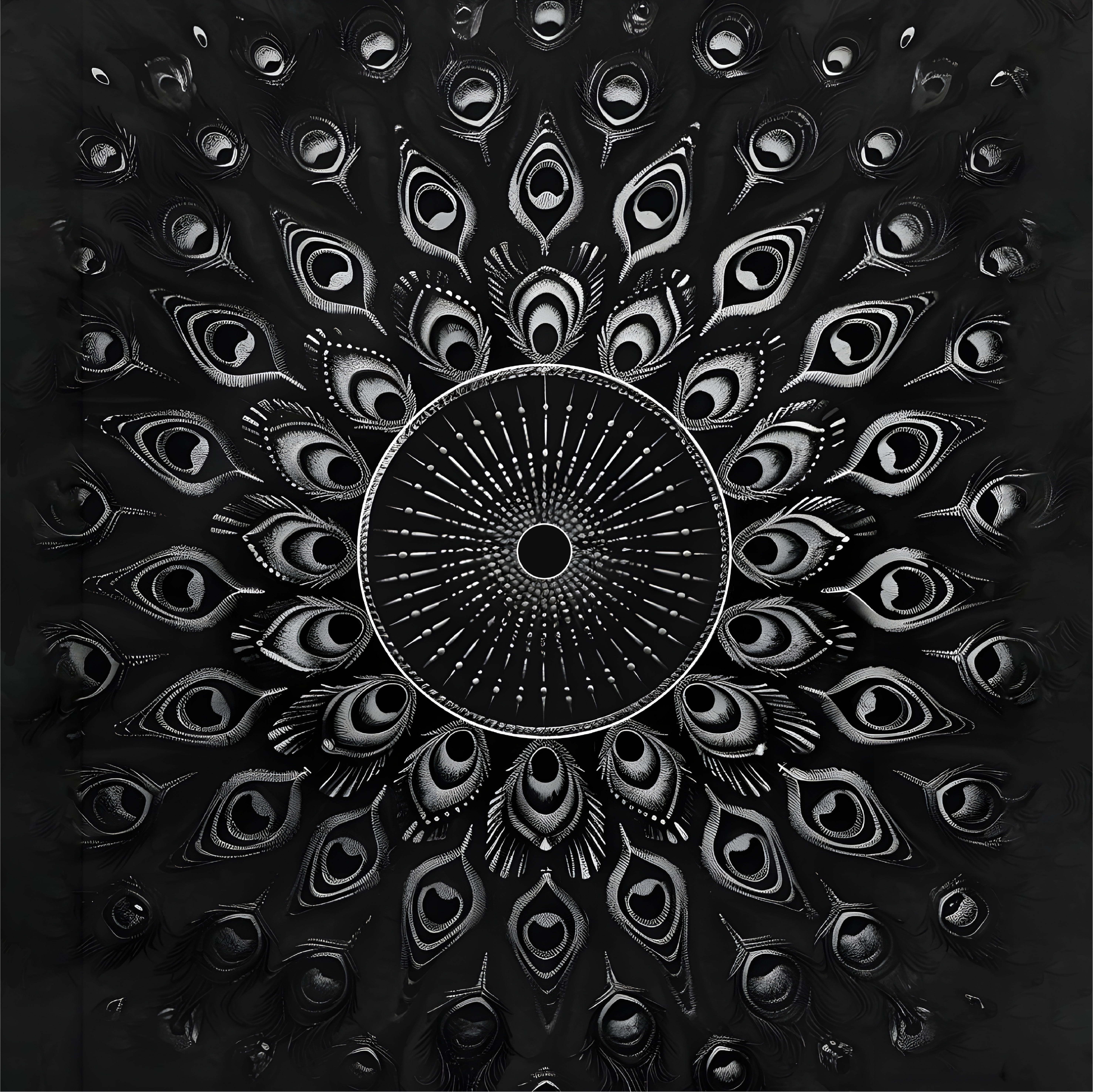 Riikinkukon höyhenet musta vinyylimatto - Tenstickers