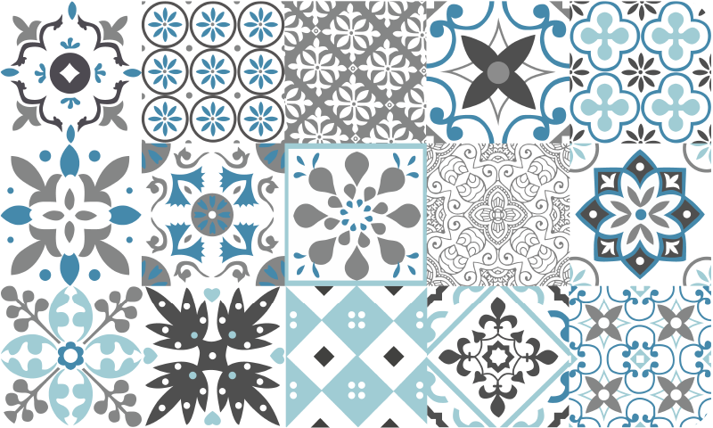 Sininen mosaiikki keittiön vinyylimatto - Tenstickers